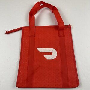 DoorDash Insulated Thermal Delivery Tote Bag Hot Cold Zip Closure Red Foldable